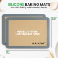 thumbnail image 2 of Nutrichef Silicone Baking Mats - 2 Non-stick Food-Grade Reusable Silicone Mats - Perfect for Half Baking Pans 16.5 x 11.6 IN - Oven-Safe Up to 480 Degrees F - Safe for Ovens & Dishwashers - Grey, 2 of 7
