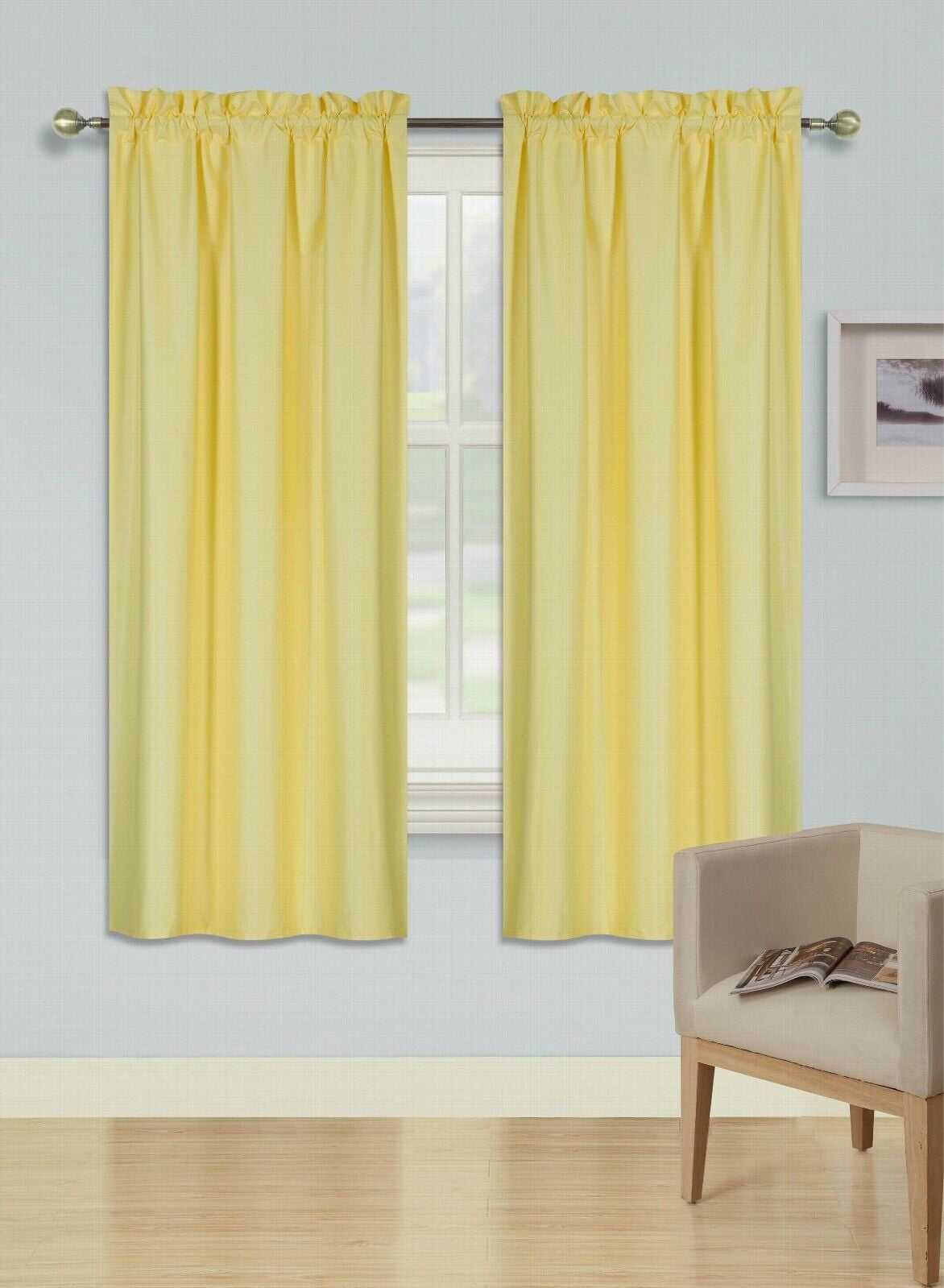 1 Set Solid Foam Backing Lined Room Darkening Blackout Window Curtain