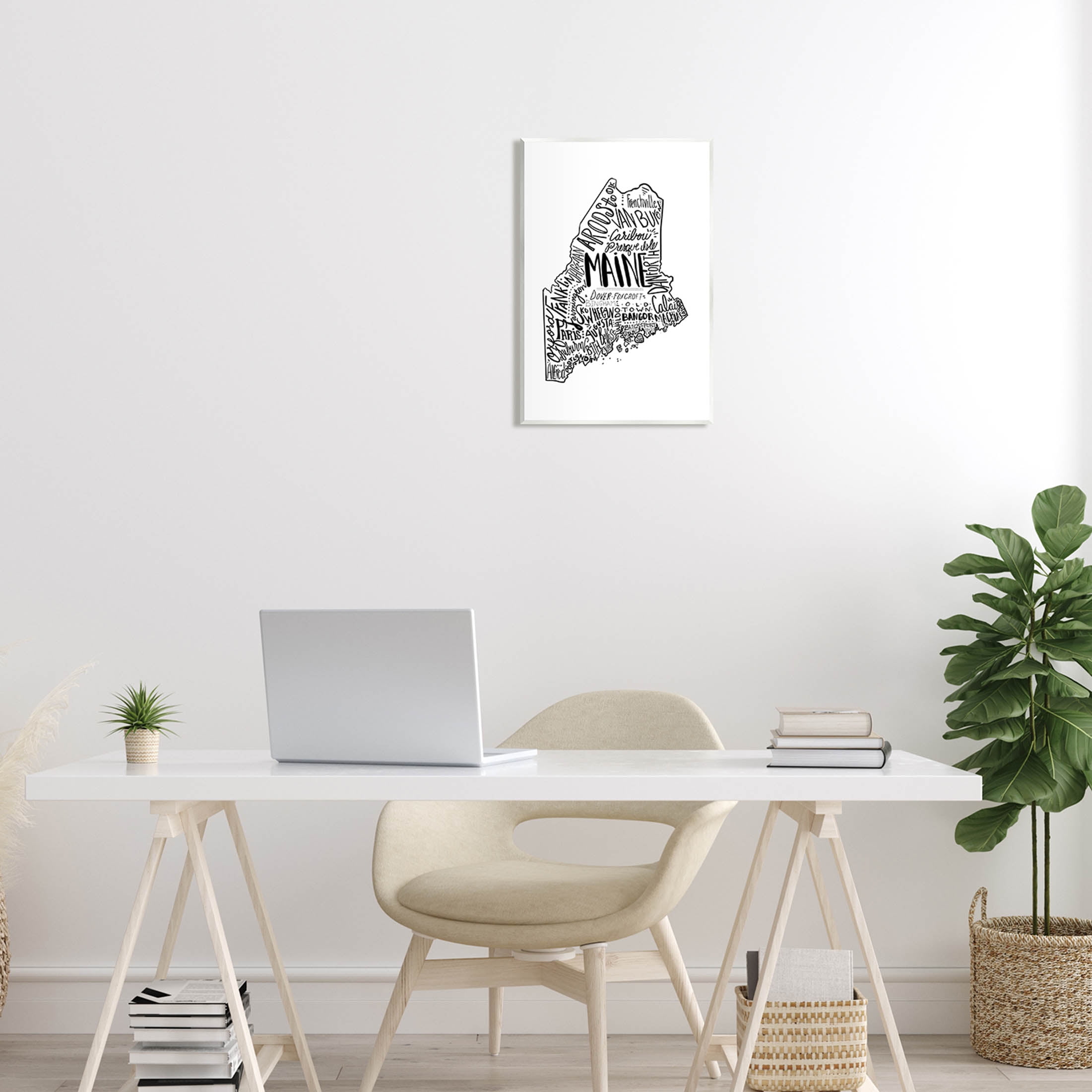 Stupell Industries Maine State Shape US Cities Typography Graphic Art Unframed Art Print Wall Art, Design by The Saturday Evening Post