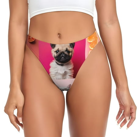 Qokaie Colorful Dog Cat Collage Printed Women s Cotton Thong Underwear  Sexy Breathable Panties G-string-X-Large