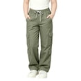 thumbnail image 6 of Tfken Children Soft Lightweight Pants Daily School Wear Girls Cargo Pants With Pockets School Uniform Loose Trendy Kids Breathable Clothes Size 5-6 Years Green, 6 of 7