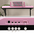 thumbnail image 4 of Tcbosik 61 Key Portable Keyboard with Stand, Bench and Music Rest, Piano Set with LED Screen, Built-In Speakers, Headphone, Microphone and 3 Teaching Modes for Beginners, Pink, 4 of 7