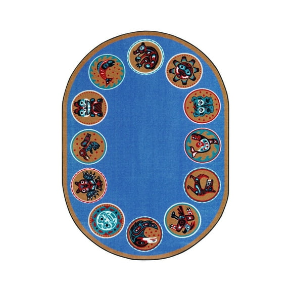 The Circle 5'4" x 7'8" Oval Area Rug In Color Multi