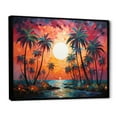 thumbnail image 2 of Designart "Orange Pink Palm Trees modern VI" Palm Trees Floater Framed Wall Art Print, 2 of 7