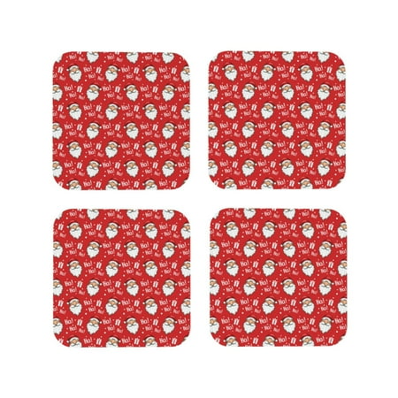 

Yiaed Merry Christmas Santa Claus A Print Leather Coasters for Drinks - Cup Coasters Coffee Table Kitchen Table Bar Home & Office Gifts Handmade Drink Coasters-Square