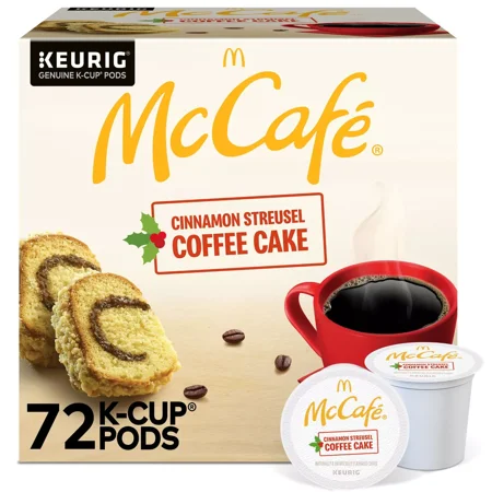 McCafe Cinnamon Streusel Coffee Cake Coffee, Single Serve 72 K-Cup Pods