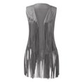 thumbnail image 3 of Womens Tassel Sleeveless Vest 70s Hippie Suede Fringe Jacket Cardigan Holiday Wear For Party Parade GY1 M, 3 of 9