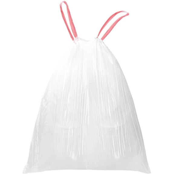 13 Gallon Trash Bags Drawstring, for Kitchen and Home Use, 63x70cm Size,12g/pcs, Unscented, White