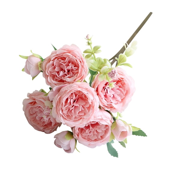 Musol Artificial Peonies Silk Flowers 5 Heads with Stem Real Touch White Fake Flowers Bouquet Spring Faux Flower Bulk for Wedding Home Centerpiece Party Kitchen Farmhouse Table Decor