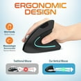 thumbnail image 2 of Delton G12 Ergonomic Wireless Wrist Rest Keyboard and Vertical Mouse with USB Dongle for Computer, Laptop - Black, 2 of 9