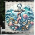 thumbnail image 3 of Ambesonne Nautical Shower Curtain, Underwater Around Anchor, 69"Wx75"L, Teal Pink and Coconut, 3 of 4