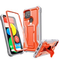 FITO For Google Pixel 5 Case, Phone Case with Screen Protector and Kickstand (Orange)