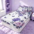 thumbnail image 3 of Erosebridal Princess Butterfly Zipper Queen Comforter Set with Fitted Sheet and 2 Pillowcases, Cute Flower Zipper Bedding Set, Reversible, Lavender Blue, Reversible, 3 of 7
