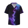 thumbnail image 3 of Goofa Purple And Blue Nebula Printed Men's Casual Short-sleeved Shirt,Lightweight Breathable Button-down,Summer Casual men's top,Versatile Fashion shirt-Medium, 3 of 7