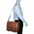 thumbnail image 5 of SHARO Men's Adjustable Straps Leather Laptop Messenger Bag, Brown, 5 of 5