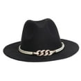 thumbnail image 5 of Segolike Classic Fedora Hat Wide Brim Costume with Chain Trilby Hat Flat Brimmed Accessories Photo Props Top Hat for Casual Party Girls Boys Cowgirl Black and Multicolor, 5 of 8