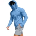 thumbnail image 6 of qelini Sun Protection Shirts for Men Long Sleeve Pullover Sun Shirt with Face Mask Hooded Solid Color Sun Resistant Jacket for Outdoor, 6 of 6