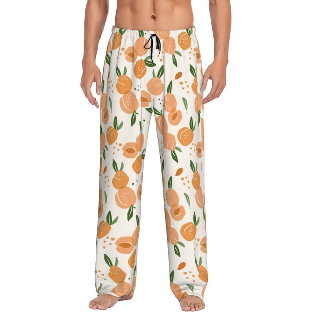 Fotbe Peaches Pantalones de Pijama para Hombre, Pantalones de Dormir, Pantalones de Casa con Cintura Ajustable y Bolsillos-X-Large
