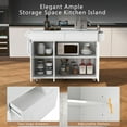 thumbnail image 4 of 53.2'' Kitchen Island with Drop Leaf, Kitchen Storage Cart with Spice Rack, Towel Rack and 2 Drawers, Rolling Kitchen Island on 5 Wheels with Adjustable Shelves for Kitchen, Dining Room, White, 4 of 9