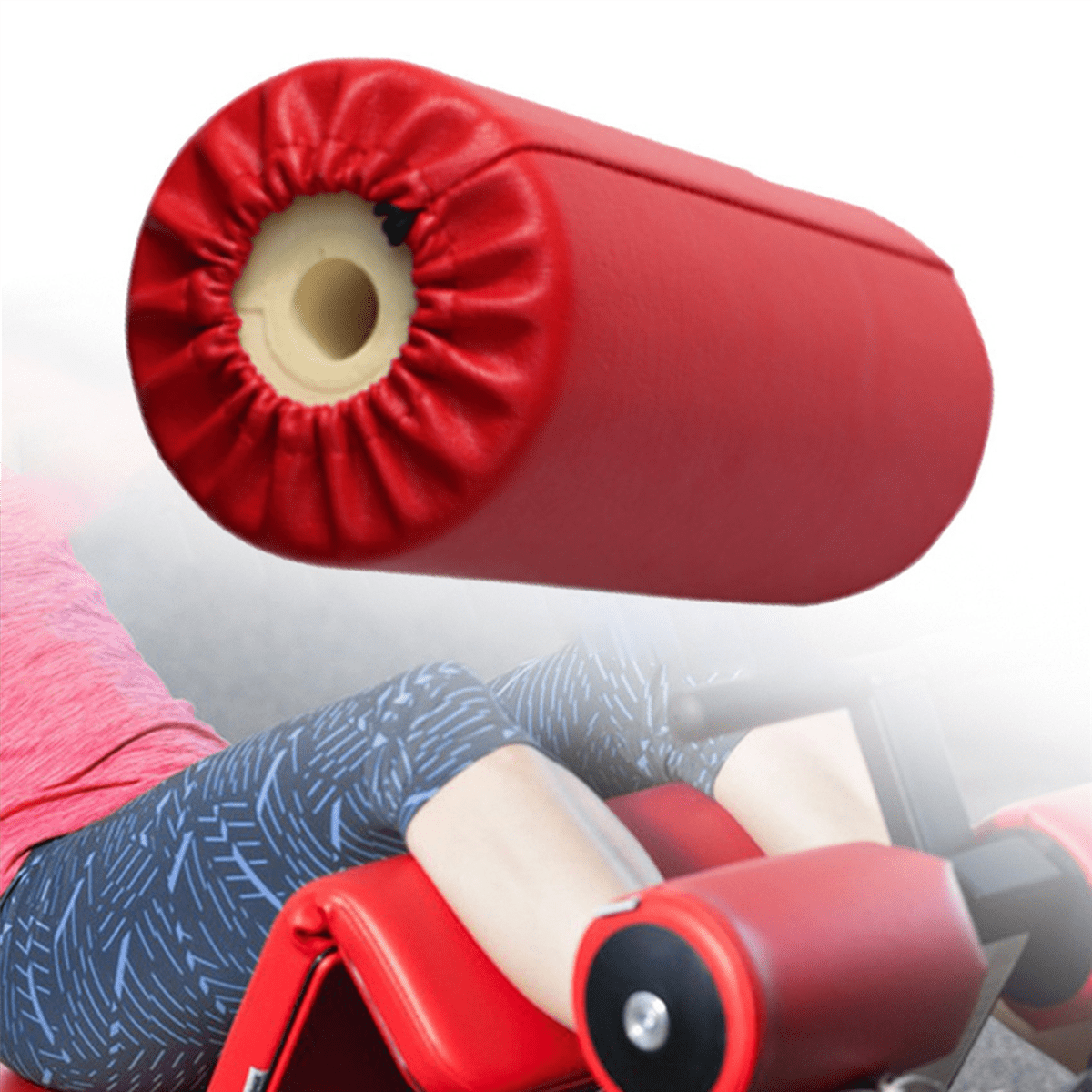 2X PU Leather Foam Foot Pad Sponge Roller Support Workout Exercise Equipment for Home Gym Weight Bench Workout Machine,2 x Foam Foot Pad Roller for Fitness Equipment,Red