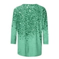 thumbnail image 5 of Htigea Sequin Shirts for Women 3/4 Length Sleeve Crewneck Pullover Tunic Top Sparkle Holiday Party Blouses Mint Green M, 5 of 5