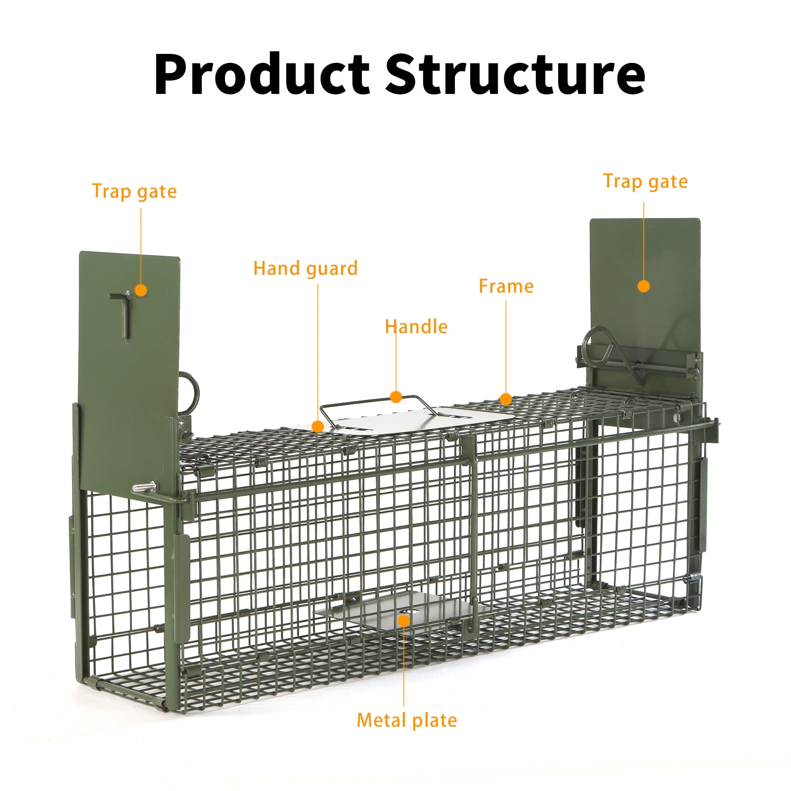 40" 2-Door Large  Live Animal Traps for Stray Cats up to 17.6 Pounds, Raccoons, Squirrel