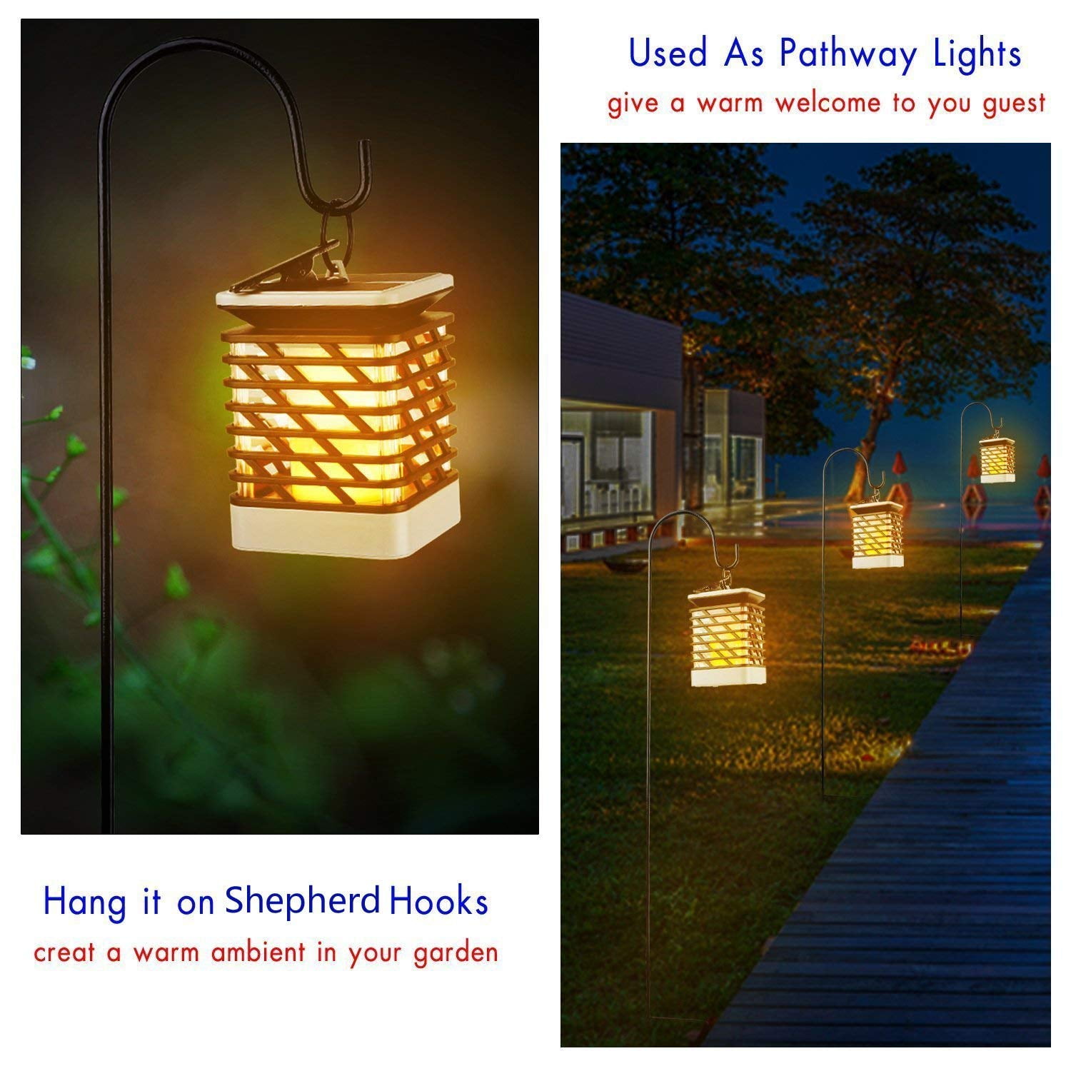 Solar Lights Lanterns Dancing Flame Outdoor Hanging Decoration Lighting Powered Waterproof Umbrella Night Light