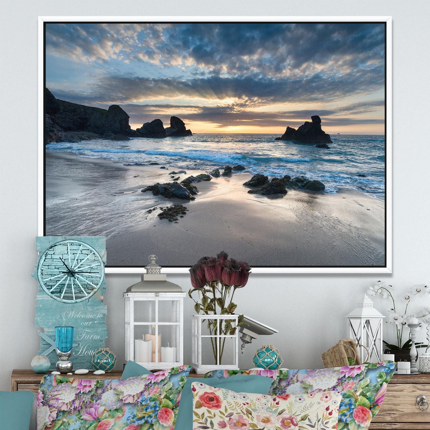 Designart Beautiful Porthcothan Bay FLOAT FRAME WALL ART