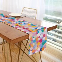 Yayeee Table Runner 70 inches Long Home Kitchen Dinning Party Decoration, Purple Colorful Circles