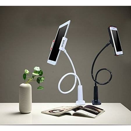 Smartphone tablet holder, long flexible goose-neck, table/desk clip