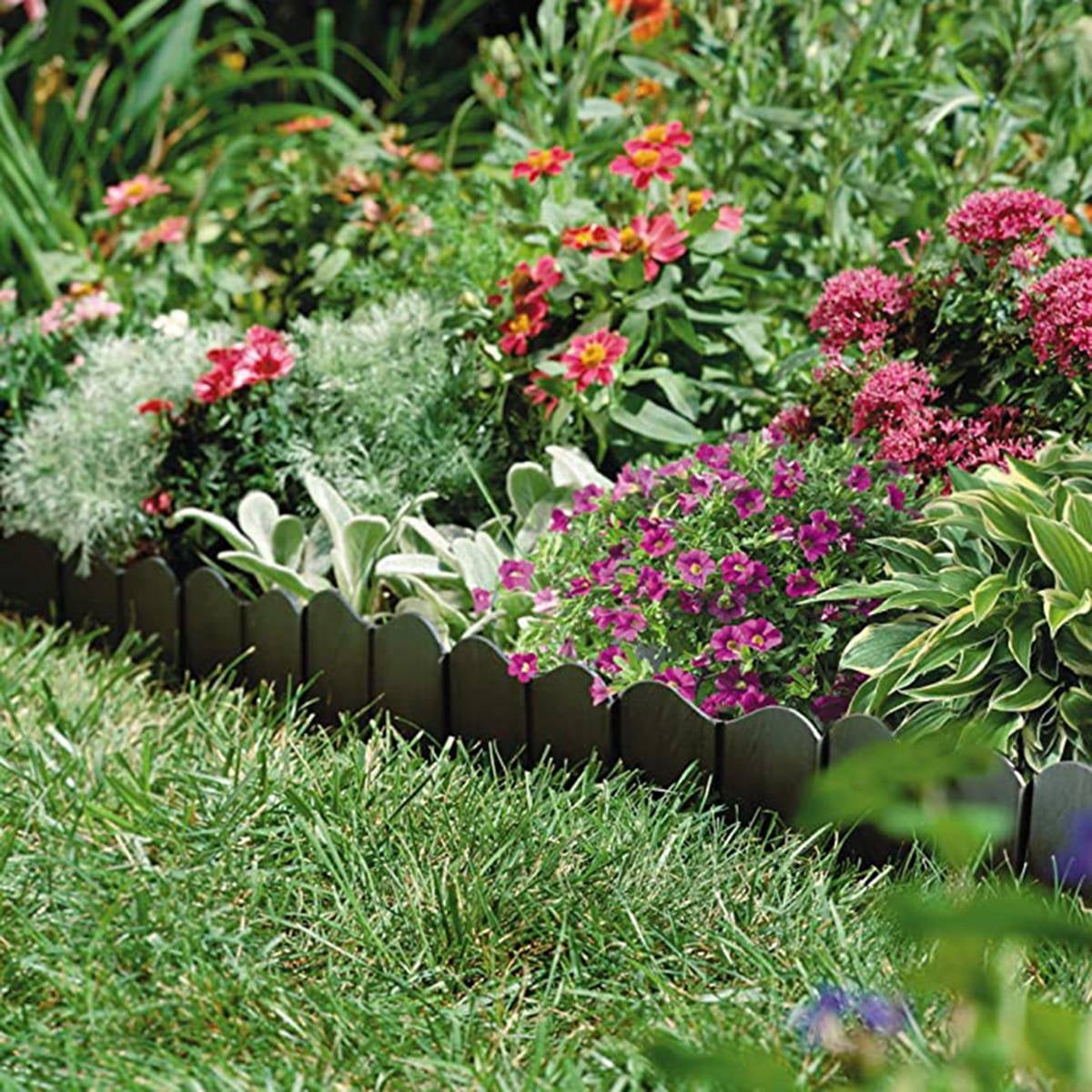 Garden Lawn Edging - 20 Pack Landscape Border Flexible Edging Plastic Palisade Fence DIY Decorative