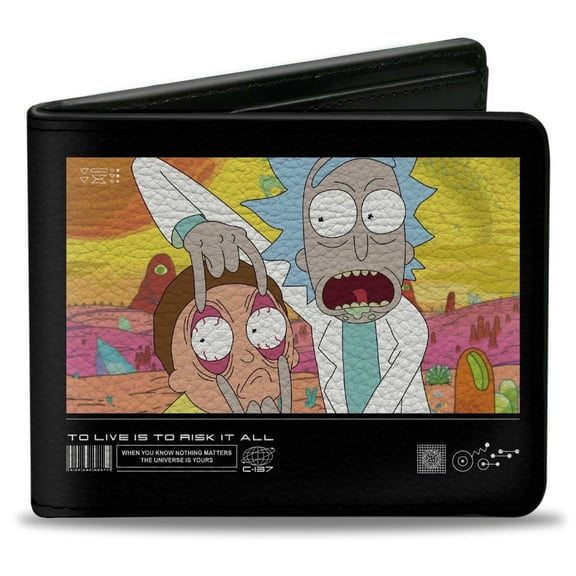 Rick and Morty Wallet, Bifold, Rick and Morty To Live Is To Risk It All Pose Multi Color, Vegan Leather