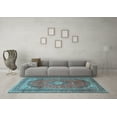thumbnail image 3 of Ahgly Company Indoor Round Medallion Light Blue Traditional Area Rugs, 8' Round, 3 of 4