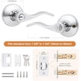 thumbnail image 7 of Polished Chrome Door Handles Front Exterior Door Handles with Lock and Keys, Keyed Alike Chrome Entry Door Lever Wave Style Reversible, 5 Pack, 7 of 7