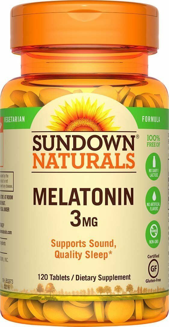 Sundown Naturals Melatonin Sleep Aid Vegetarian Drug-Free Aid 120ct, 3-Pack