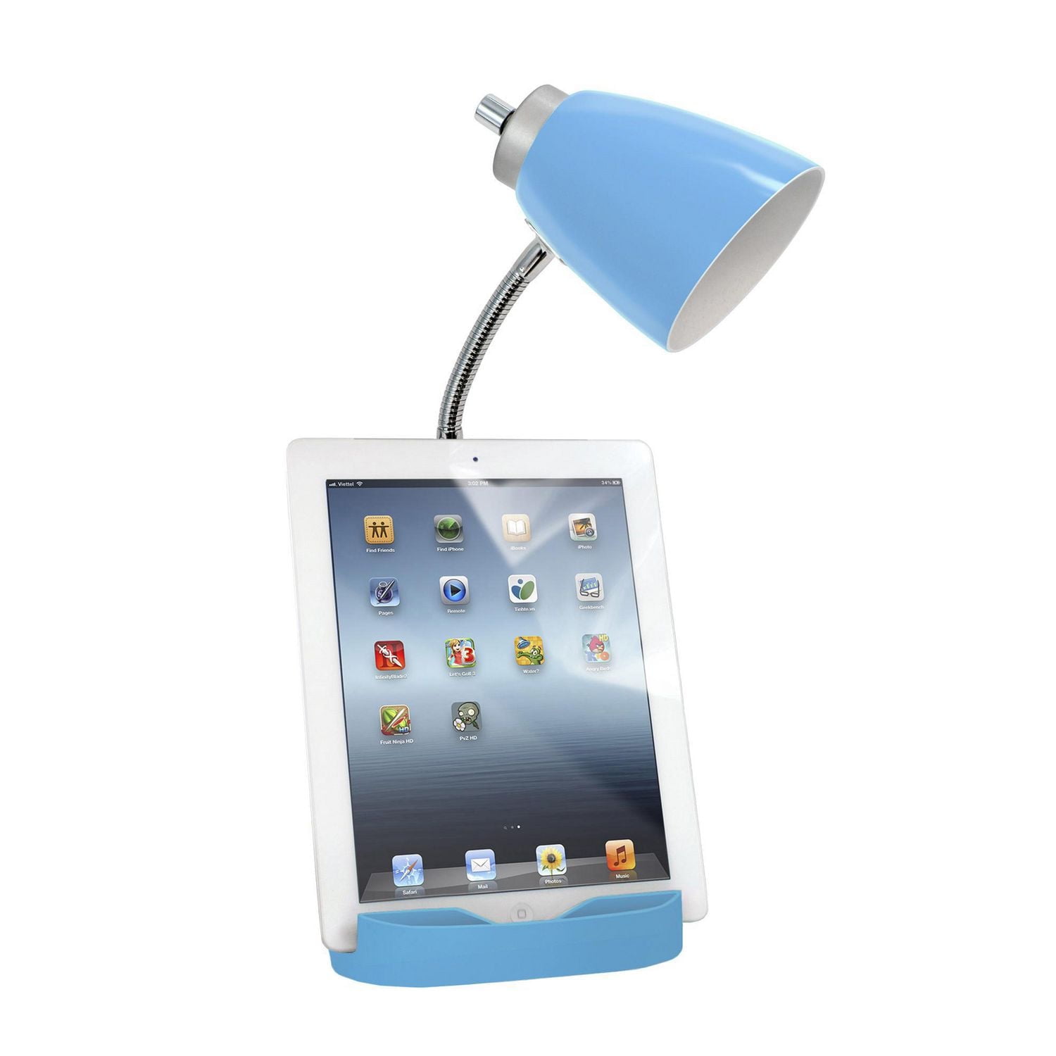 Limelights Gooseneck Organizer Desk Lamp with iPad Tablet Stand Book Holder and Charging Outlet