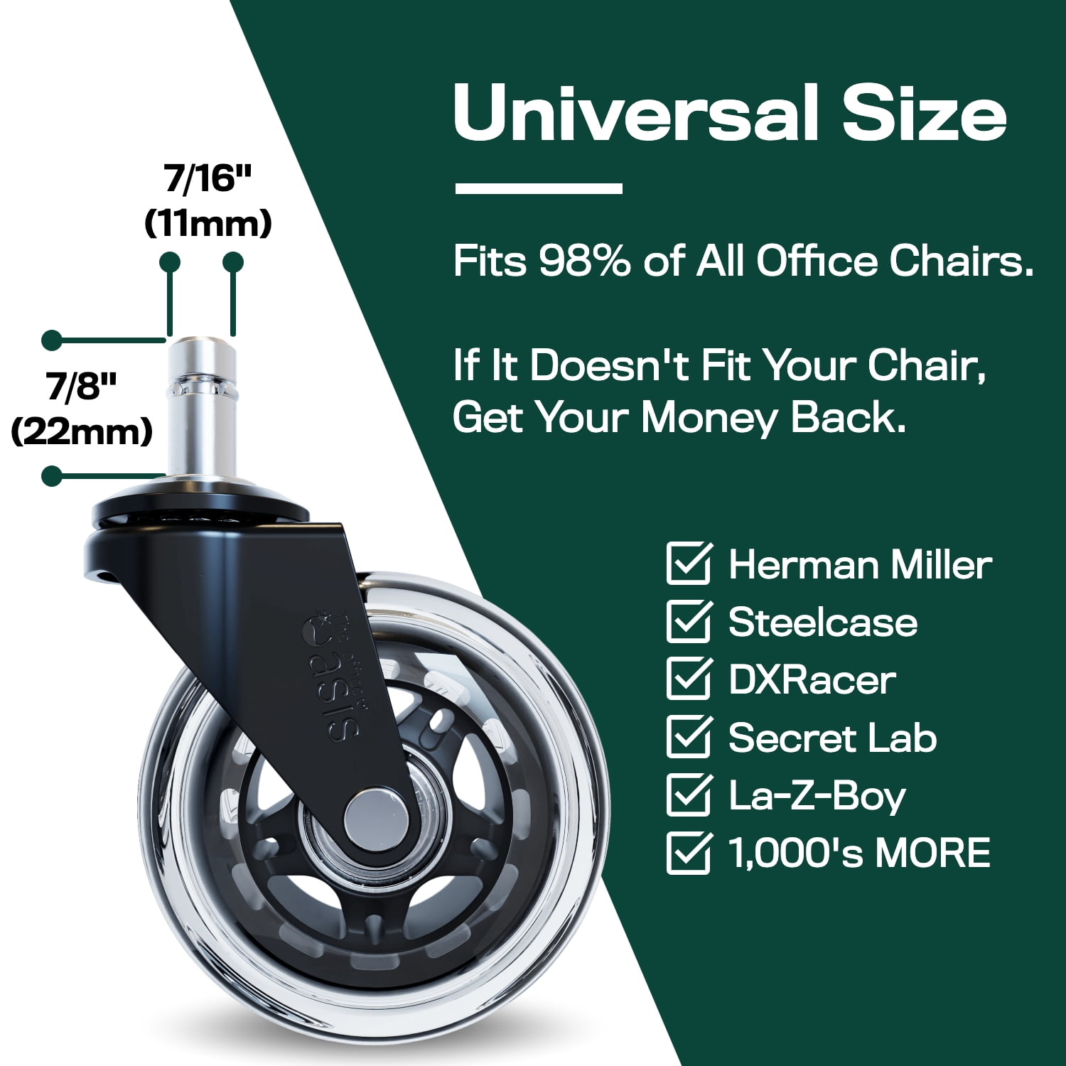 The Office Oasis Original Rollerblade Office Chair Wheels (As Seen On PBS) - Set of 5