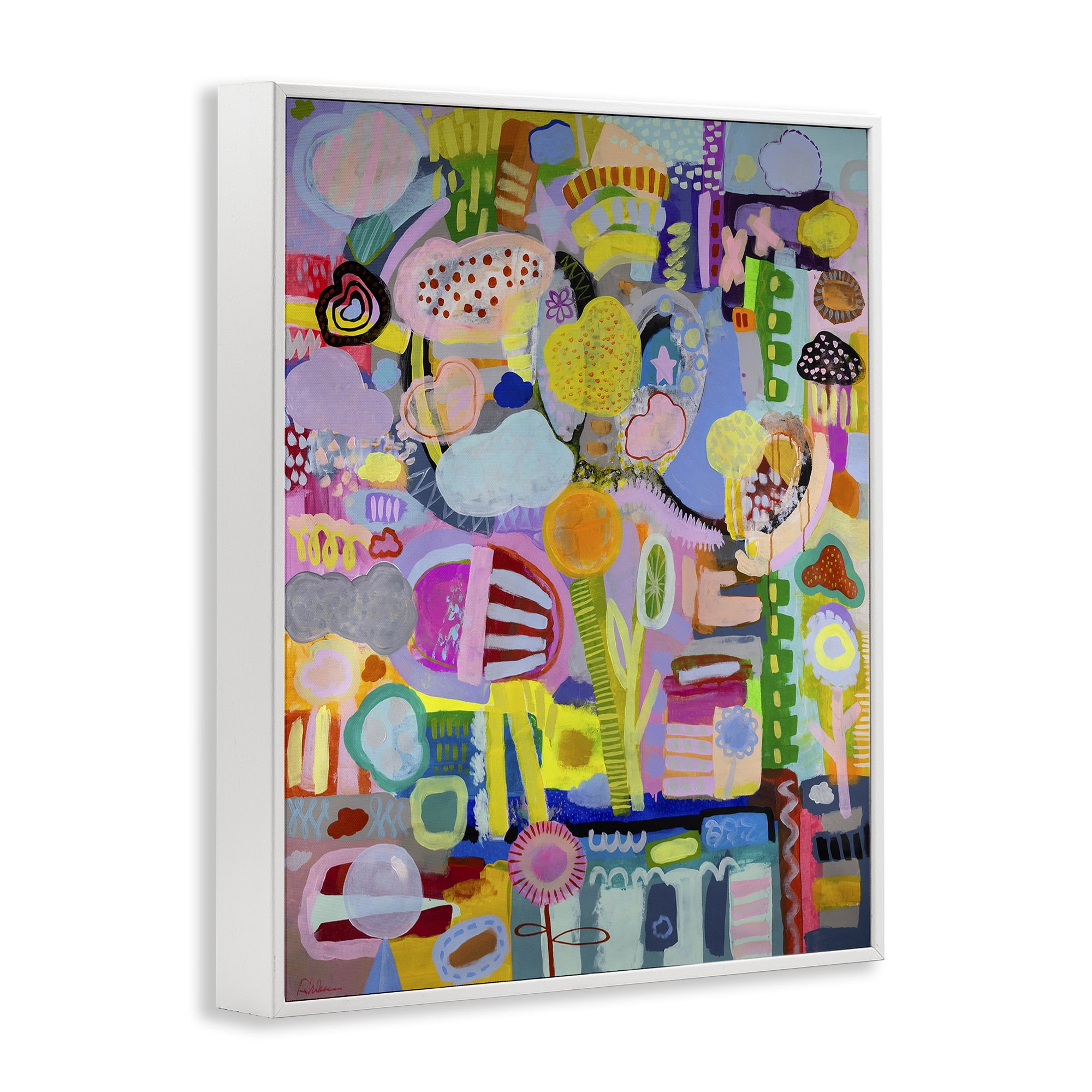 Stupell Industries Big Happy Whimsical Collage White Framed Giclee Art, design by Mary Robertson