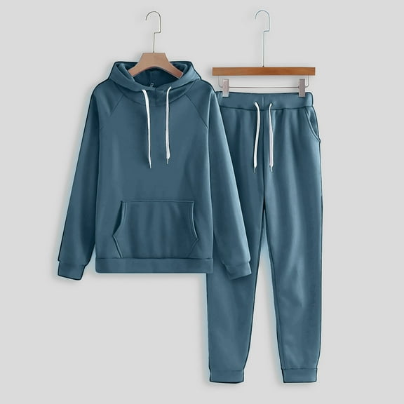 Frostluinai Athletic Sets for Women Solid Hoodies Sweatpants 2 Piece Set Long Sleeve Sweatshirt High Waist Long Pants Fall Sweatsuit with Pocket