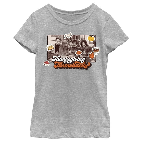 Girl's Friends Thanksgiving Throwbacks Scene  Graphic T-Shirt