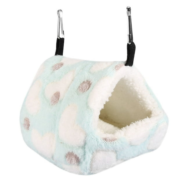 Cama tipo jaula para casa de mascotas suave y cálida de invierno para hamaca, ardilla, conejo Totoro (azul, 17*15cm)