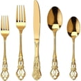 thumbnail image 1 of Precioso juego de cubiertos de 20 piezas de acero inoxidable Royal Gold retro, juego de cubiertos dorados, utensilios de juego de cubiertos de oro de acero inoxidable antioxidante, 1 of 5