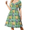 thumbnail image 1 of Vestido de manga corta con billete de cien dólares Vestidos de baile Ropa de verano para mujer Vestido morado Vestido, 1 of 7