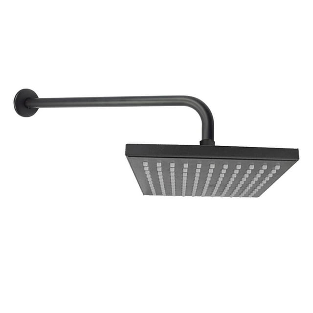 Regadera Cuadrada Lluvia 19X19Cm Negro con Brazo Cromado Largo Rugo negro 21x6.5x20