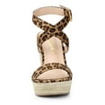 thumbnail image 6 of BLISSFUL STEP Women's Shoes Espadrille Wedge Slingback Crisscross Sandals Leopard 6, 6 of 8
