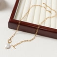 thumbnail image 5 of Lsnesstla Freshwater Pearl Pendant Toggle Paperclip Necklaces for Women 18k Gold Plated  Chain Necklace Jewelry for Wife Mother Girlfriend, 5 of 6