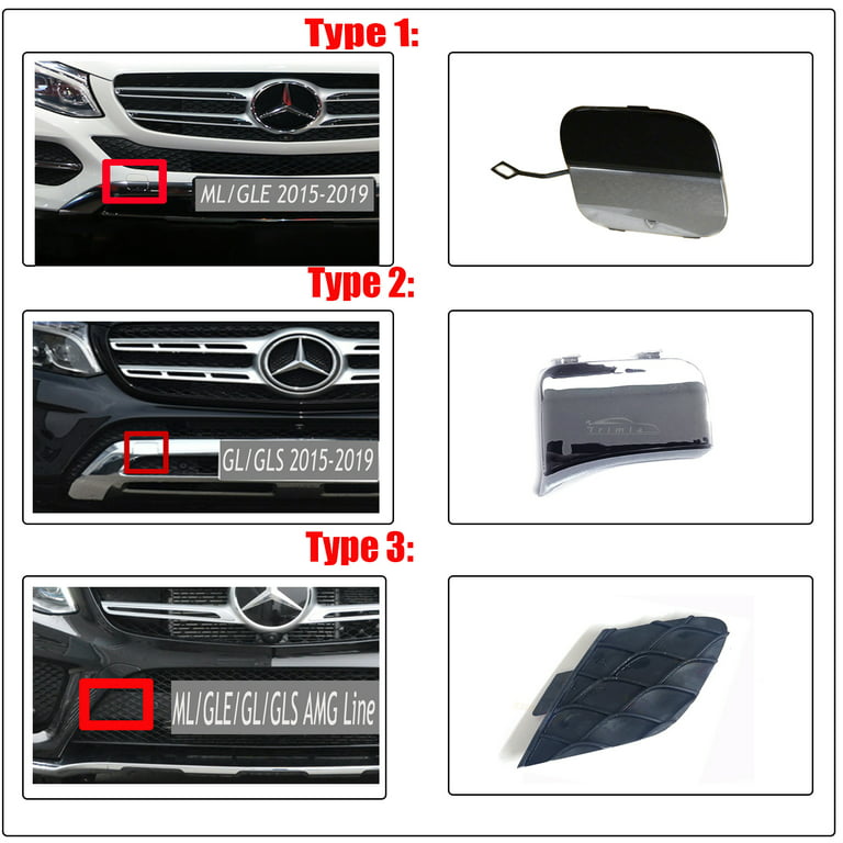 Trimla 2in1 Front Tow Cover for 15-19 Mercedes Benz X166 Fit ML