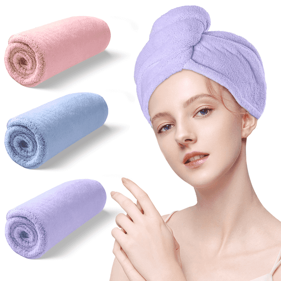 SUPTREE Microfiber Hair Towel Warp Turban for Women Curly Long Thick Hair 3 Pack