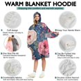 thumbnail image 5 of Wearable Oversized Blanket,Pioneer Flower Floral Print Pattern Wearable Blanket Hoodie for Adults,Cozy Hooded Blankets with Super Pockets,Super Warm Fuzzy Pullover for Women & Men, 5 of 6