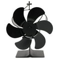 thumbnail image 1 of Ventilador de estufa de 6 aspas con encendido automático, no eléctrico, resistente a altas temperaturas, con corona negra, 1 of 14